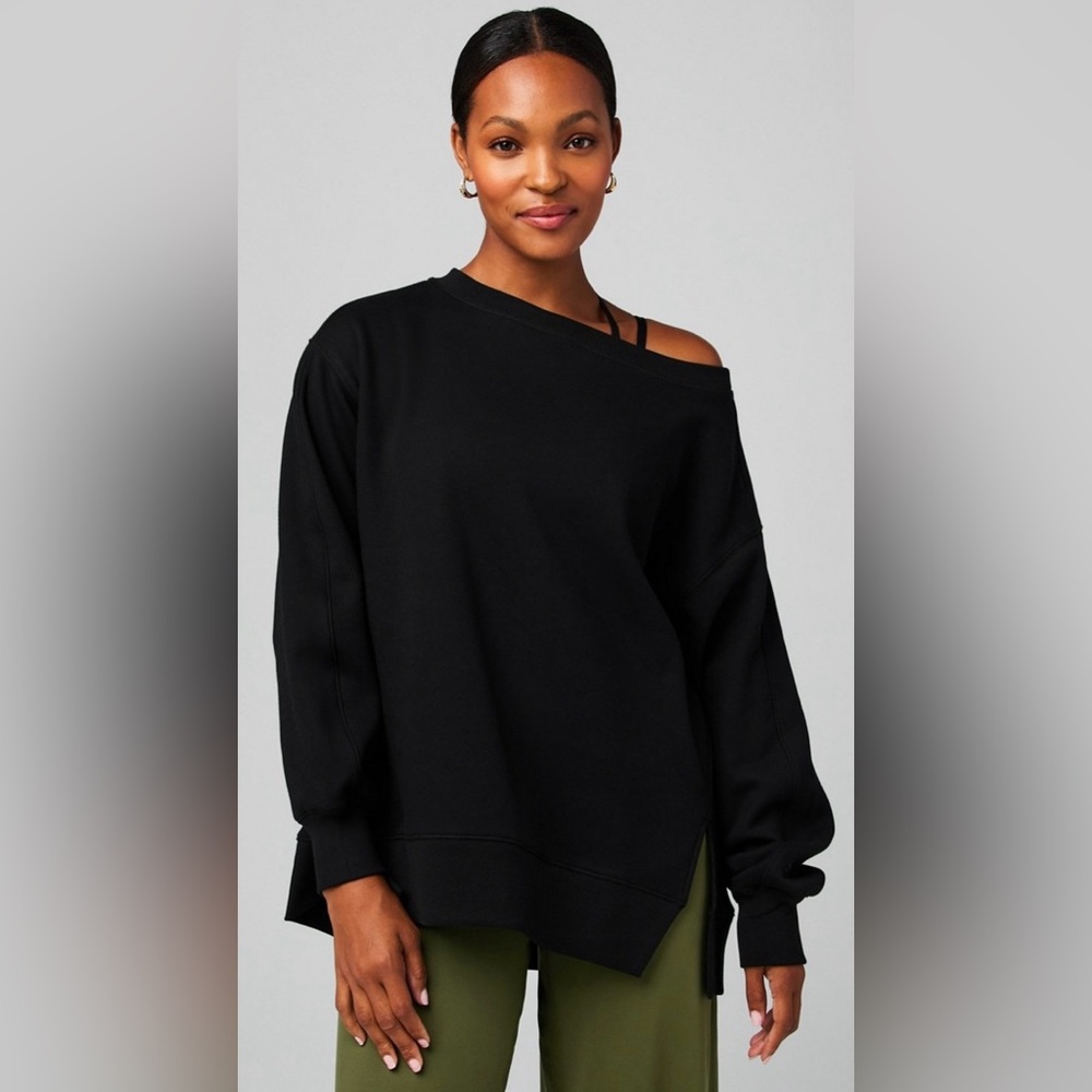 Fabletics Cozy Fleece Oversized Sweatshirt | S | NWT | Black - Picture 3 of 9